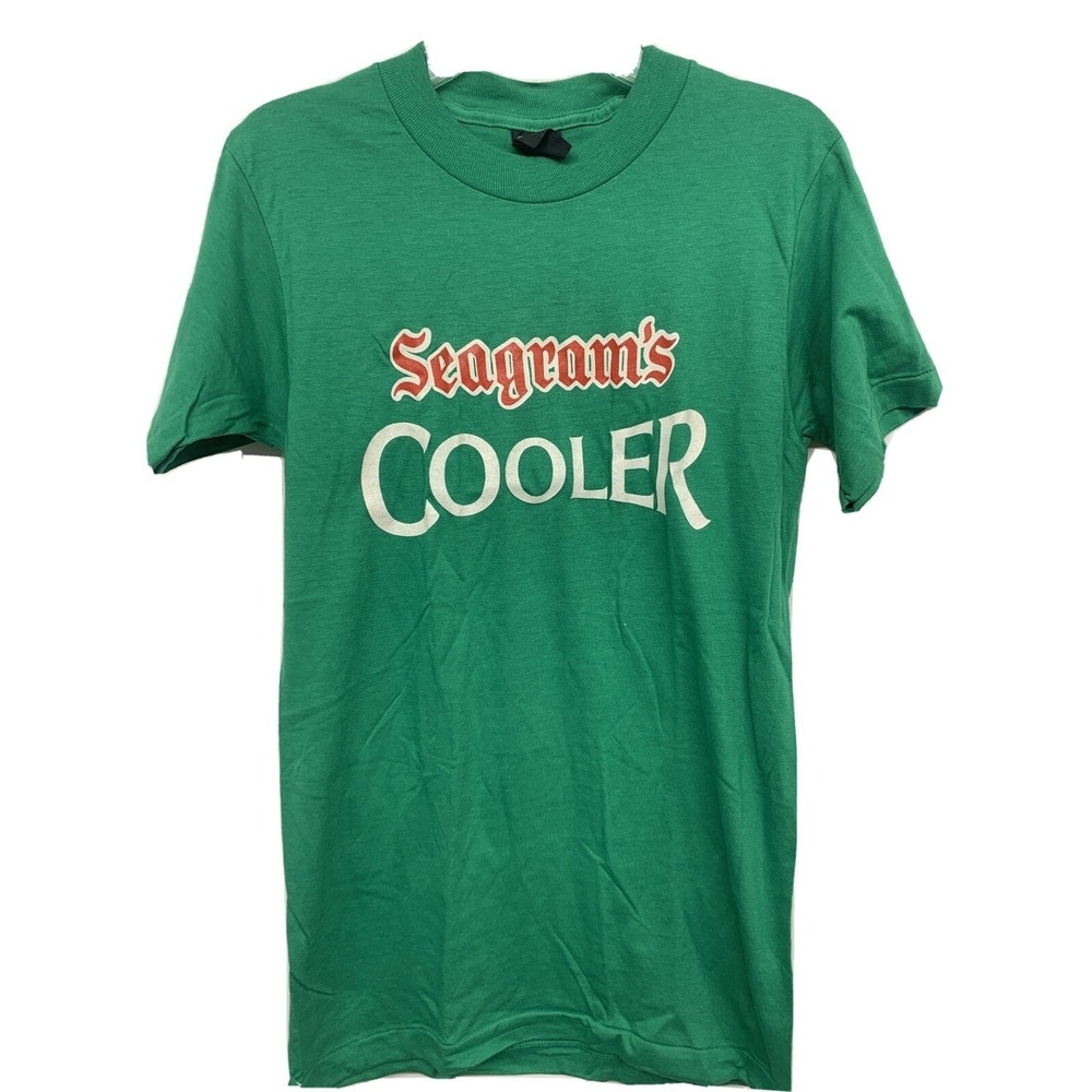Vintage 90s Seagrams Cooler T Shirt Mens Small Anvil Single Stitch Green NOS